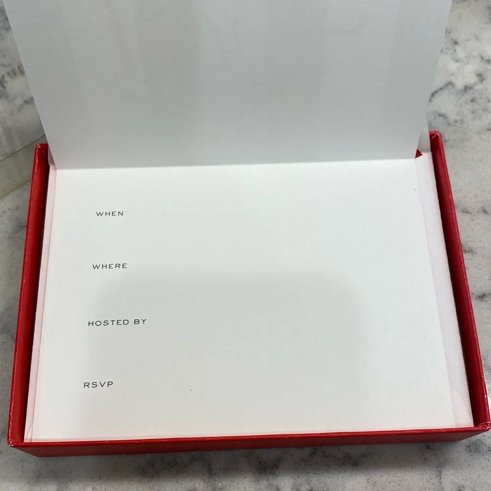 Kate Spade 10’Come to a Party Fold Over Invitations Crane & Co Stationary NWT